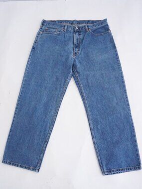 Levi's Blue 550 Medium Wash Red Tab Relaxed Tapered Classic Five Pocket Jeans 38